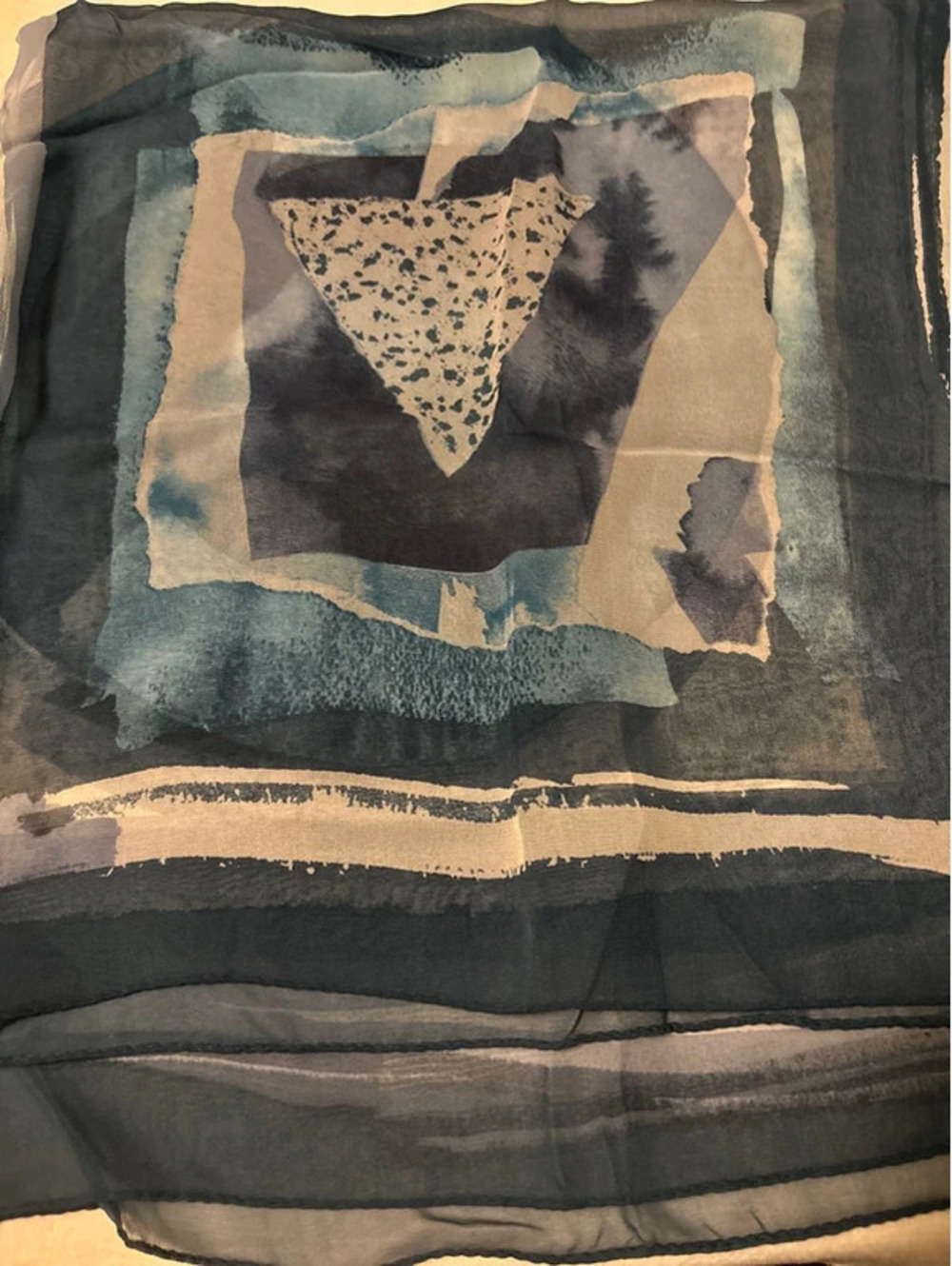 Italian Silk Square Abstract Art Scarf